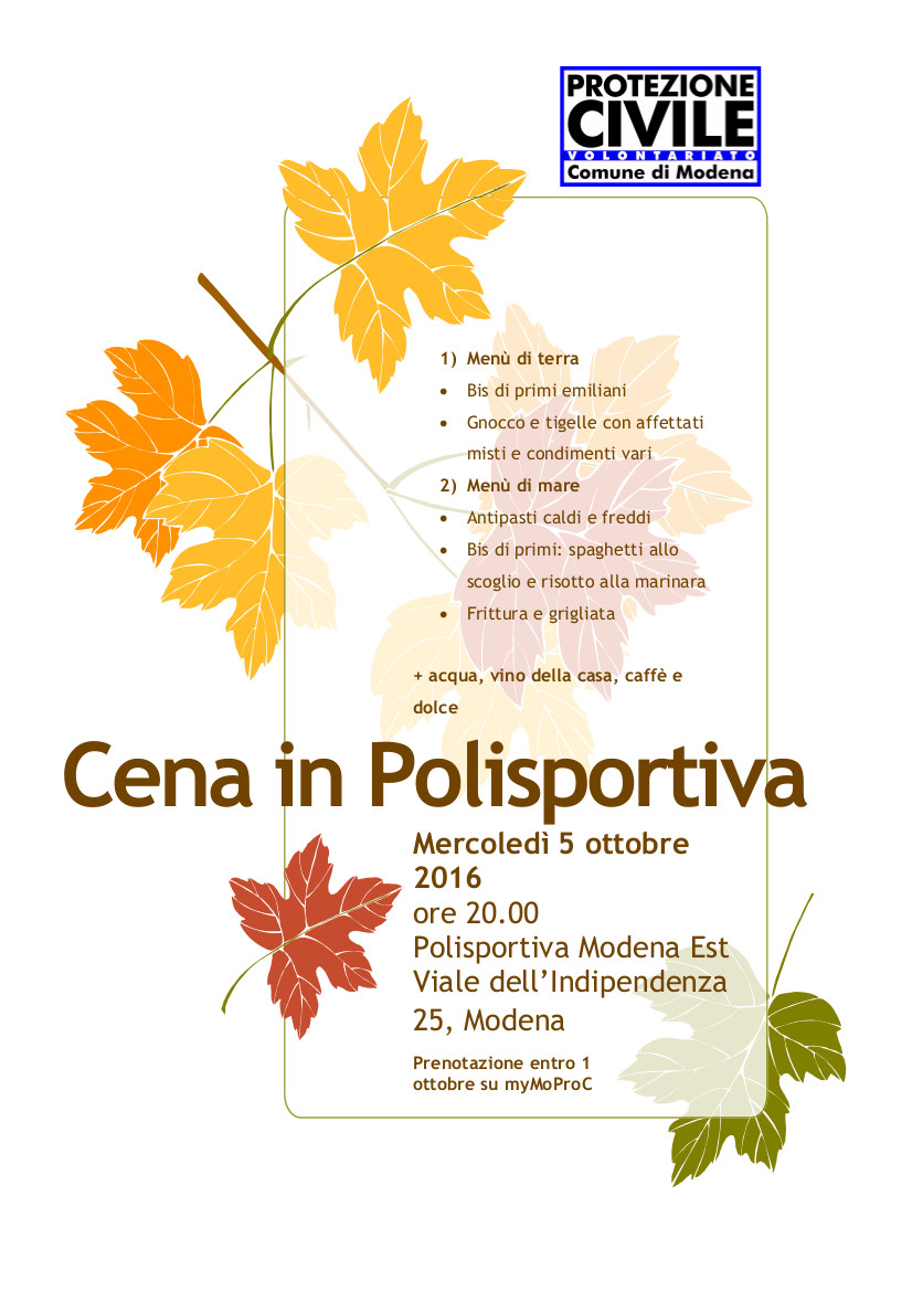 Volantino cena Polisportiva autunno 2016